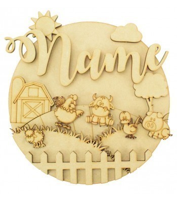Laser Cut Personalised 3D Detailed Layered Circle Plaque - Farm Themed